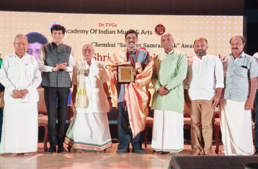 Jayasankar Viswanathan Honored with Prestigious Chembai Sangeet Samrakshak&hellip;
